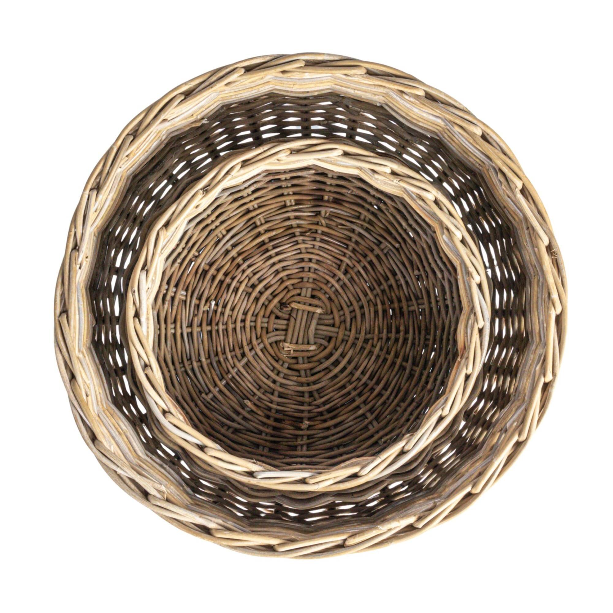 Hello Honey® Gray Round Handwoven Rattan Planter Set